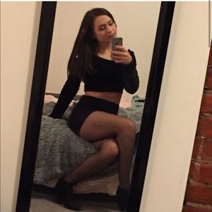 Velvet Long Sleeve Crop Top